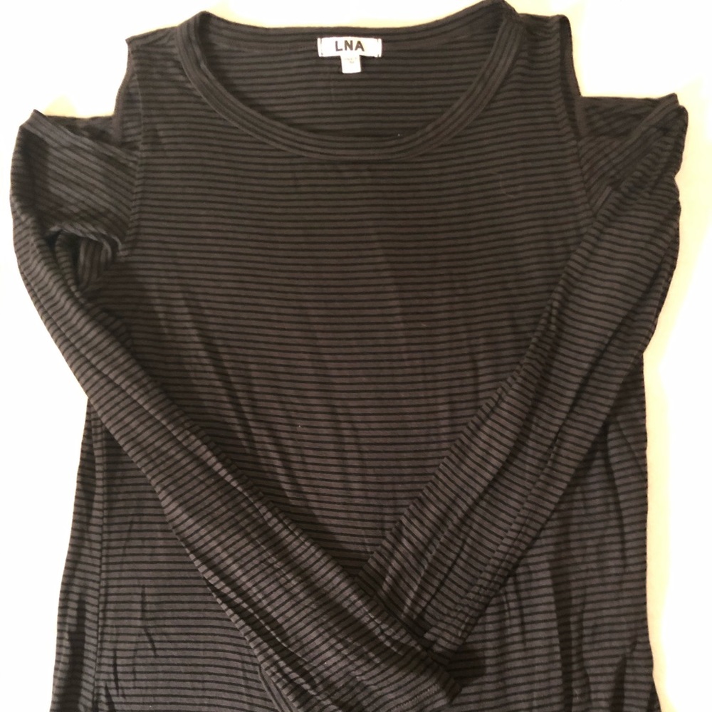 Cold shoulder striped t shirt
